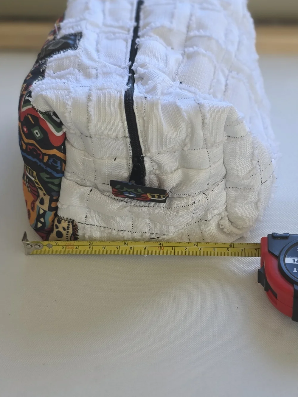 African Print White and Multicolor Spa Headwrap & Makeup Brush Holder Set